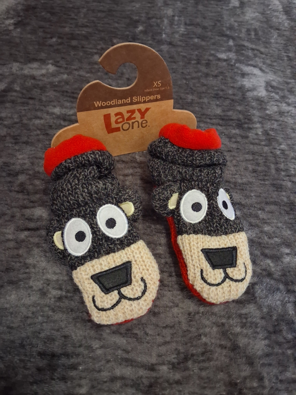 NWT Lazy One Woodland Bear Slipper Bootie Socks/Slippers Lined Infant/Baby 1-3